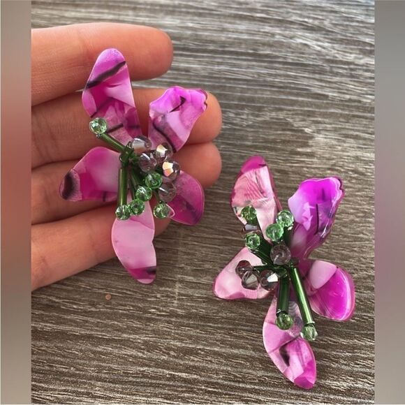 Flower earrings N417 - Picture 3 of 4